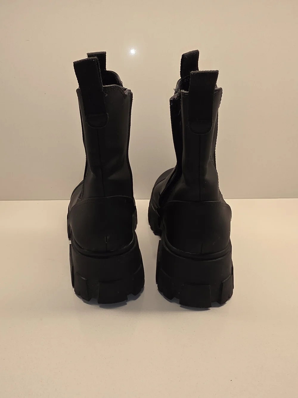 a new day Black Lug Sole Chelsea Ankle Boots
